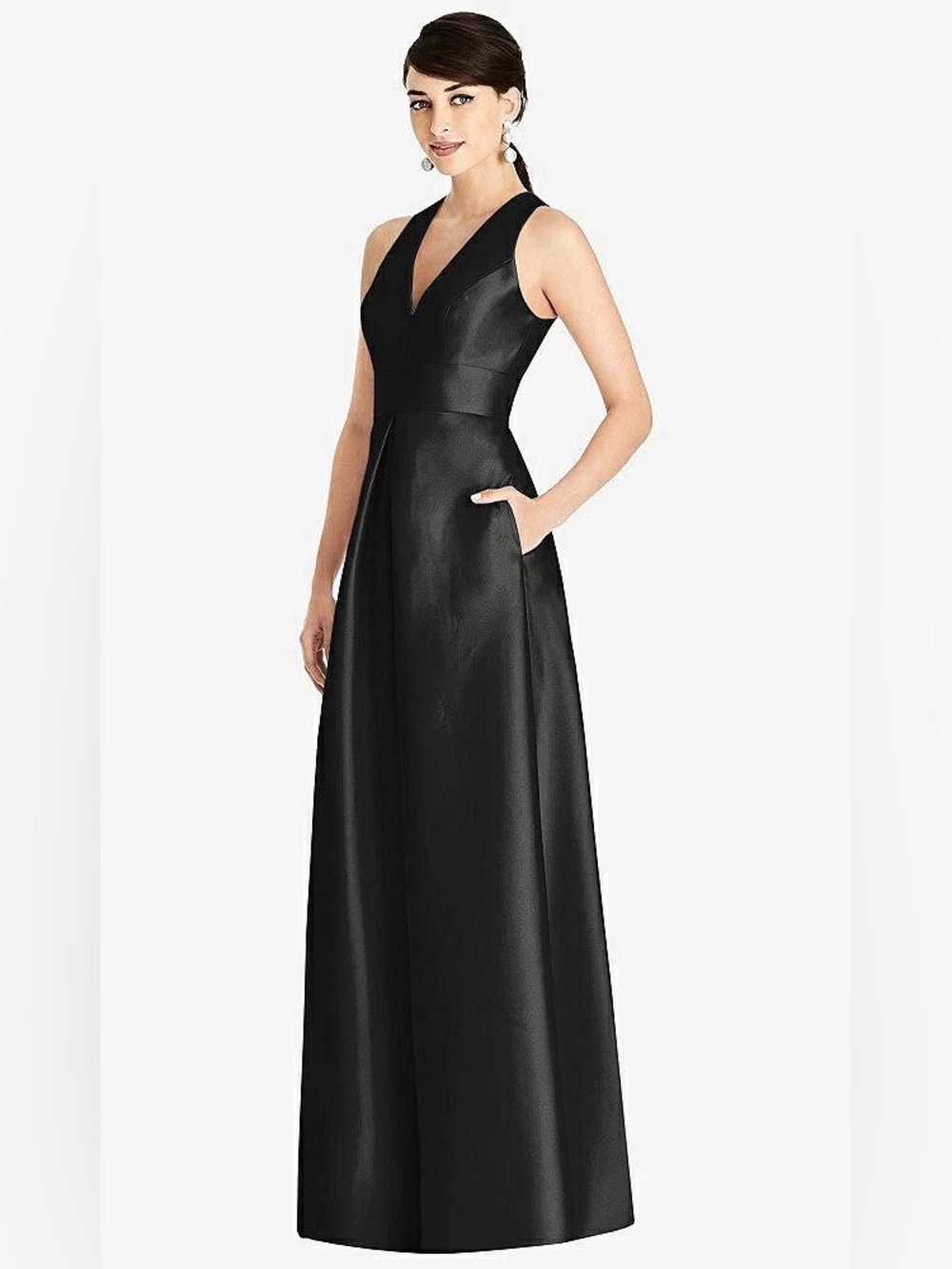 Alfred Sung Black Dupioni Gown D611